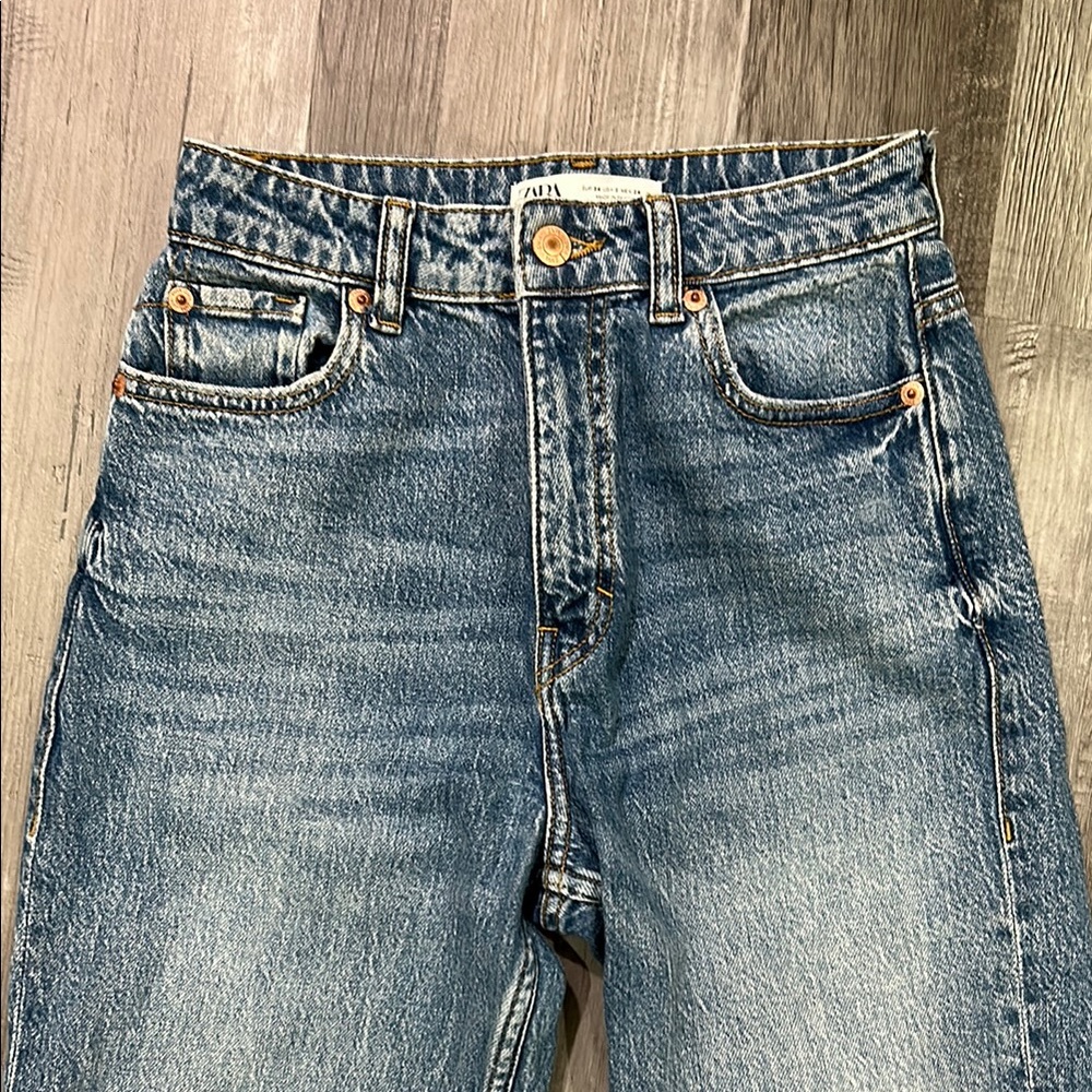 Zara high rise blue denim jeans